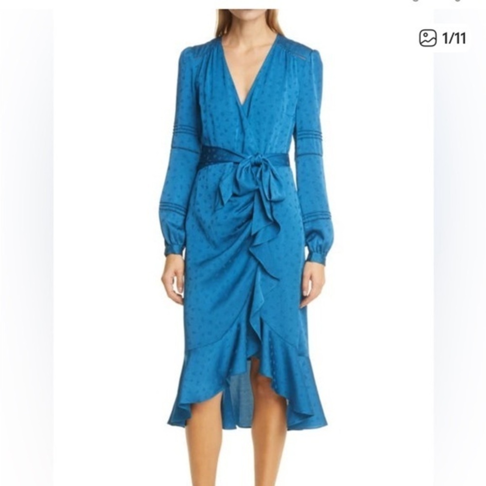 Veronica Beard Miriam Long Sleeve Dress Cerulean Blue Size 8 Missing Waist Sash